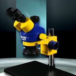 MECHANIC MC75T-B3 Trinocular Stereo Mechanic Microscope 7X-45X or 14X-180X External Screen Display Continuous zoom 56 LED Light (large base)